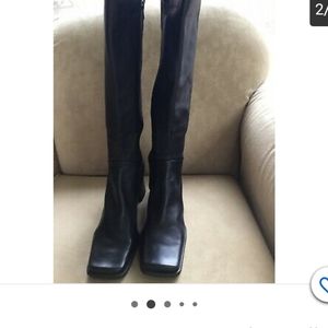 Nine West Leather Tall Boot, Size 9.5, Black